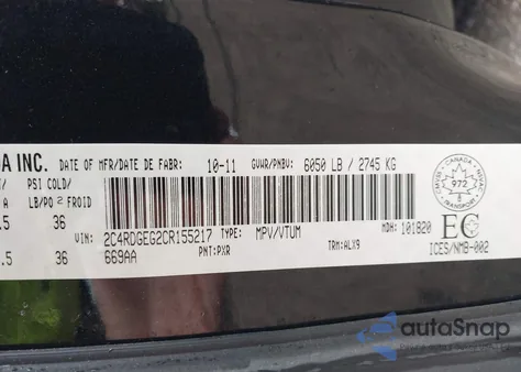 2012 Dodge Grand Caravan R/T from USA, damaged, VIN 2C4RDGEG2CR155217